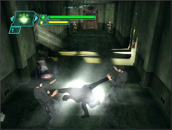 We begin the level with getting rid of all the ordinary SWATs on the floor - Red Pill Rescue - Walkthrough - The Matrix: Path of Neo - Game Guide and Walkthrough