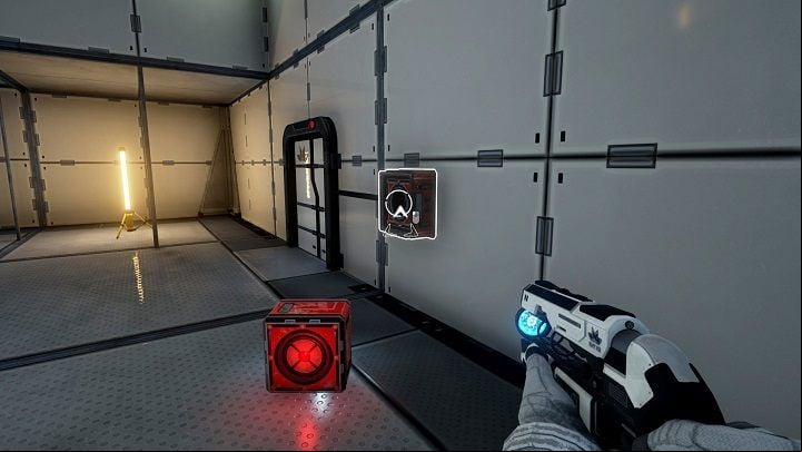 Remove the previously placed container from the door and throw it on the ground - Chapter 1 | Walkthrough - Walkthrough - The Turing Test Game Guide