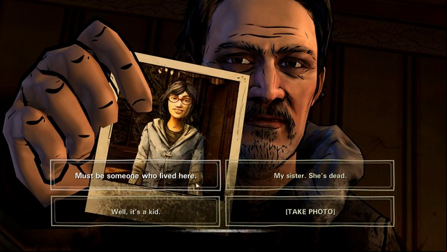 The Stranger with a photo of Sarah - Chapter 2 - The Intruder | Episode 2: A House Divided - Episode 2: A House Divided - The Walking Dead: Season Two Game Guide