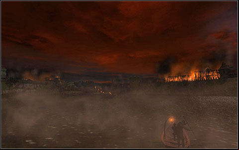 Dandelion accompanies you back to Vizima, which is currently standing in flames - Chapter V | Walkthrough - Chapter V - The Witcher Game Guide & Walkthrough