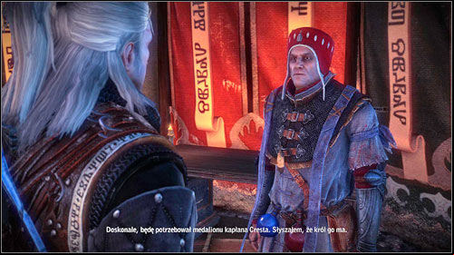 When you ask Zyvik about the details of the war, you will learn of Crests medallion - its worth to deep digger into the matter and learn the details of its further fate - Faith Symbolized | Roche - Main missions - The Witcher 2 Assassins of Kings Guide