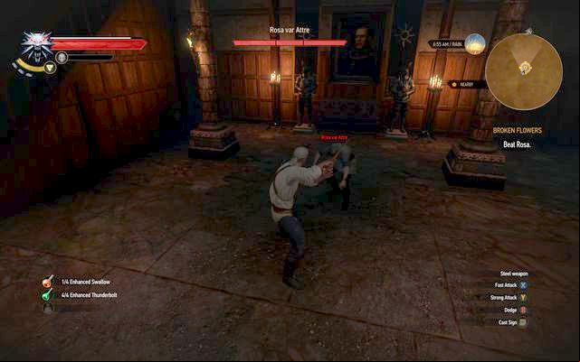 Fight with Rosa in a short fencing sparring - The Witcher 3 Wild Hunt: Broken Flowers - walkthrough - Free City of Novigrad - The Witcher 3 Wild Hunt Guide