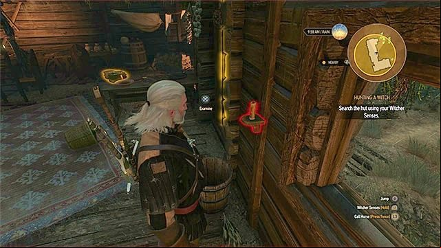 Various colors in witcher senses mode symbolize interactive items (yellow color) and items that can be investigated (red color) - The Witcher 3 Wild Hunt: Basic information about exploration - Exploring the game world - The Witcher 3 Wild Hunt Guide