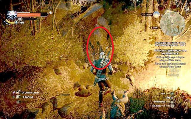 Get rid of the rocks first in order to enter, - The Witcher 3 Wild Hunt: Enhanced Griffin School Gear - Griffin School Gear - The Witcher 3 Wild Hunt Guide