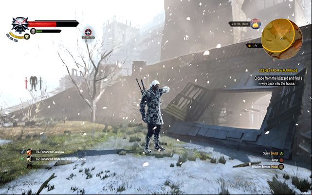 Now youre outside the building, in a blizzard that is hurting Geralt - Scenes From a Marriage - Main quests - The Witcher 3 Wild Hunt Guide