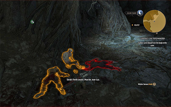 Place where you find the corpse - Contract: The Tufo Monster - shaelmaar contract - Witcher contracts and Treasure hunts quests - The Witcher 3: Blood and Wine Game Guide