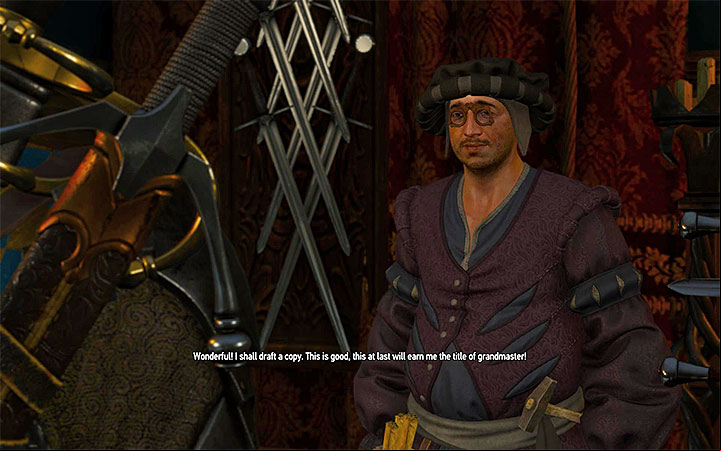 You must deliver one full set of diagrams to Zdravko (from the school of your choosing) so that hell be come a grandmaster smith - New Grandmaster Witcher Gear - basic information - Grandmaster Witcher Gear - quests, diagrams and item statistics - The Witcher 3: Blood and Wine Game Guide