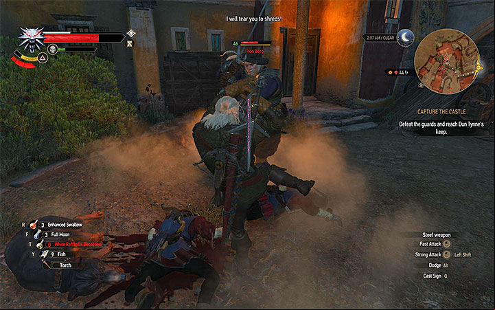 Watch out for the opponent with a giant two-handed sword - Capture the Castle - Main quests - The Witcher 3: Blood and Wine Game Guide