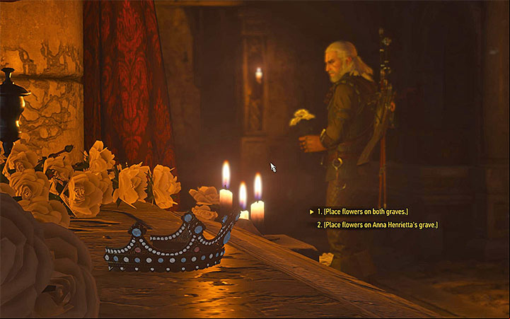 You can place the flowers only on Annas grave or on both graves - Pomp and Strange Circumstance - Main quests - The Witcher 3: Blood and Wine Game Guide