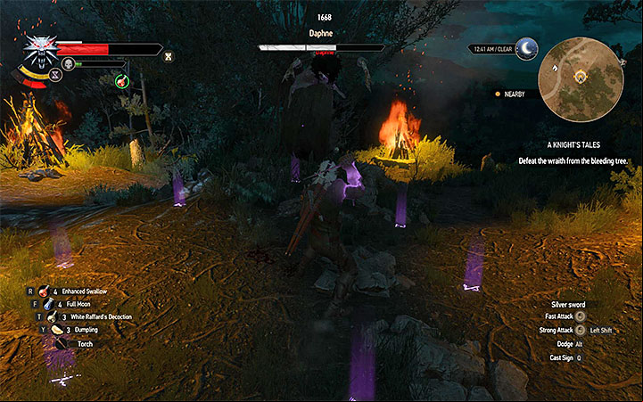 Attack Daphne when she is inside the Yrden circle - Side quests and Witcher contracts opponents in The Witcher 3: Blood and Wine - All Boss Fights - The Witcher 3: Blood and Wine Game Guide
