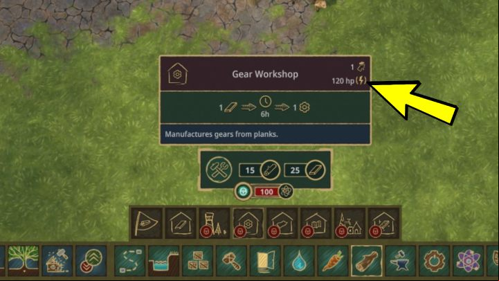 Some buildings need to be connected to a power source, and you can check the optimal amount of power by hovering your cursor over the selected workshop - Timberborn: water wheel - where to build? - FAQ - Timberborn Guide