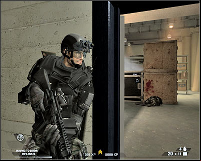 Make sure you're standing next to the right door - Scene 3 - Center Stage - part 3 - Act 5 - Theater - Tom Clancys Rainbow Six: Vegas 2 - Game Guide and Walkthrough