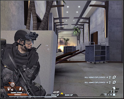 I would recommend that you ignore all available grappel points, because using them would be risky - Scene 1 - Penthouse - part 4 - Act 5 - Theater - Tom Clancys Rainbow Six: Vegas 2 - Game Guide and Walkthrough