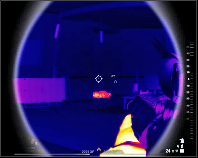 Open the door and enter a new corridor carefully - Scene 1 - Penthouse - part 4 - Act 5 - Theater - Tom Clancys Rainbow Six: Vegas 2 - Game Guide and Walkthrough