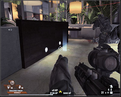 Make sure you've been able to secure this entire room, as well as a nearby corridor - Scene 1 - Penthouse - part 3 - Act 5 - Theater - Tom Clancys Rainbow Six: Vegas 2 - Game Guide and Walkthrough