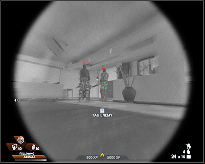 You can proceed to a nearby balcony if you want to, because you would be able to surprise enemy units from here (screen) - Scene 1 - Penthouse - part 1 - Act 5 - Theater - Tom Clancys Rainbow Six: Vegas 2 - Game Guide and Walkthrough