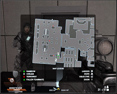 Enter the room using your left door - Scene 4 - Monorail - part 2 - Act 4 - Convention Center - Tom Clancys Rainbow Six: Vegas 2 - Game Guide and Walkthrough