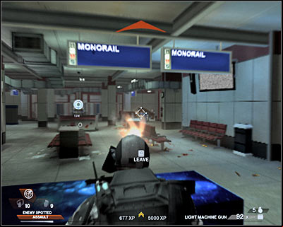 You will come across a single door (screen) - Scene 4 - Monorail - part 2 - Act 4 - Convention Center - Tom Clancys Rainbow Six: Vegas 2 - Game Guide and Walkthrough
