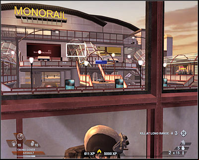 You will have to be extremely careful, because you are going to be attacked by thugs with shields - Scene 4 - Monorail - part 1 - Act 4 - Convention Center - Tom Clancys Rainbow Six: Vegas 2 - Game Guide and Walkthrough