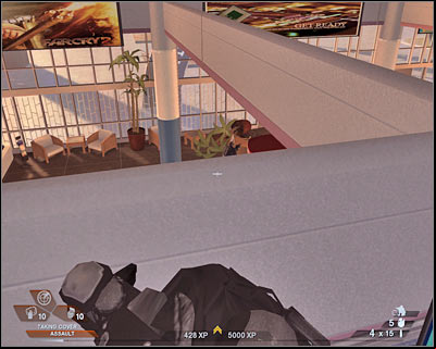 Once you've reached an opposite end of this platform, turn left and approach the stairs - Scene 3 - North Hall - part 1 - Act 4 - Convention Center - Tom Clancys Rainbow Six: Vegas 2 - Game Guide and Walkthrough