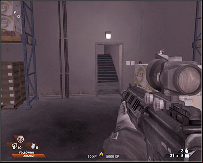 The new corridor is being patrolled by a single enemy unit - Scene 2 - Exhibition Hall - part 2 - Act 4 - Convention Center - Tom Clancys Rainbow Six: Vegas 2 - Game Guide and Walkthrough