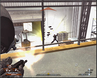 I would recommend leaving this upper platform, because clearing out the third warehouse is going to be much easier if you decide to attack it from the ground floor - Scene 2 - Exhibition Hall - part 2 - Act 4 - Convention Center - Tom Clancys Rainbow Six: Vegas 2 - Game Guide and Walkthrough