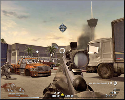 Your objective here will be to get to a small ageway (screen) which leads to a residential area - Scene 4 - Chase - part 1 - Act 3 - Recreation Center - Tom Clancys Rainbow Six: Vegas 2 - Game Guide and Walkthrough