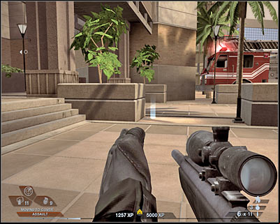 You will have to be extremely careful here, because an enemy sniper is hiding to your right - Scene 3 - Library - part 1 - Act 3 - Recreation Center - Tom Clancys Rainbow Six: Vegas 2 - Game Guide and Walkthrough