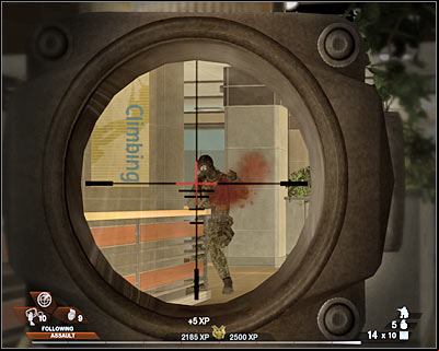 Now you will have to start shooting at the remaining enemy soldiers - Scene 1 - Gymnasium - part 2 - Act 3 - Recreation Center - Tom Clancys Rainbow Six: Vegas 2 - Game Guide and Walkthrough
