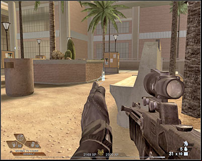 Keep heading towards the entrance to the gymnasium - Scene 1 - Gymnasium - part 1 - Act 3 - Recreation Center - Tom Clancys Rainbow Six: Vegas 2 - Game Guide and Walkthrough