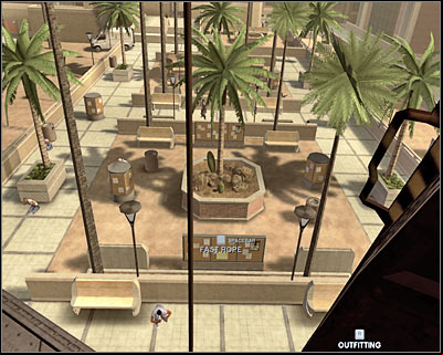Once you've reached the ground level, wait for your colleagues to you - Scene 1 - Gymnasium - part 1 - Act 3 - Recreation Center - Tom Clancys Rainbow Six: Vegas 2 - Game Guide and Walkthrough