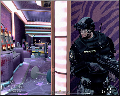 Sadly, you won't be able to secure this entire casino floor from here - Scene 2 - Nightclub - part 4 - Act 2 - Old Vegas - Tom Clancys Rainbow Six: Vegas 2 - Game Guide and Walkthrough