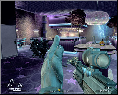 You should be playing very aggressively here, especially since you're probably being attacked from at least two different directions - Scene 2 - Nightclub - part 3 - Act 2 - Old Vegas - Tom Clancys Rainbow Six: Vegas 2 - Game Guide and Walkthrough