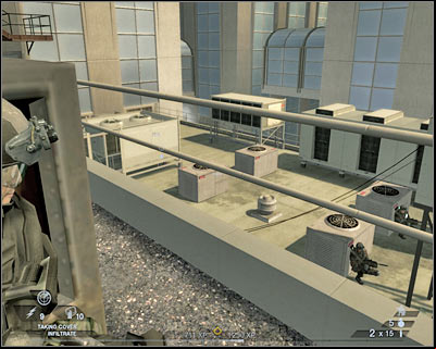 Now you will have to be extremely careful - Scene 1 - Rooftops - part 2 - Act 2 - Old Vegas - Tom Clancys Rainbow Six: Vegas 2 - Game Guide and Walkthrough