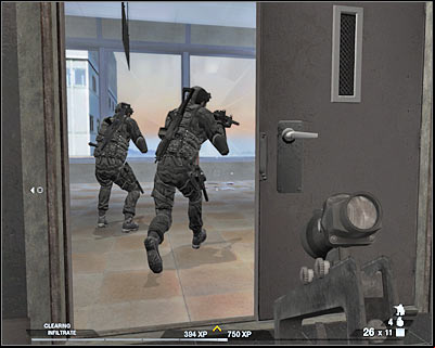 Gather your squad around your position and head on towards the staircase - Scene 2 - Ambush - part 2 - Act 1 - Pyrénées - Tom Clancys Rainbow Six: Vegas 2 - Game Guide and Walkthrough