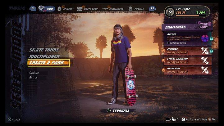 Creating a new park is easy - Tony Hawks Pro Skater 1+2: Park creation - Basics - Tony Hawks Pro Skater 1+2 Guide