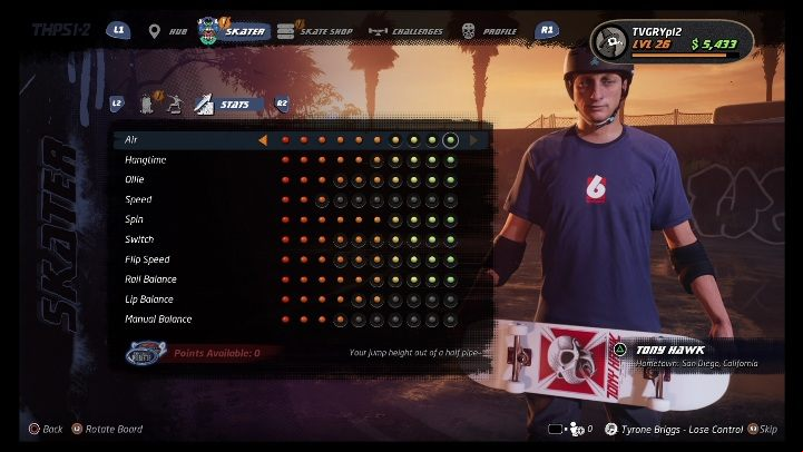 Basic skills can be developed with the points - Tony Hawks Pro Skater 1+2: Tony Hawk guide, skills - Original skaters - Tony Hawks Pro Skater 1+2 Guide