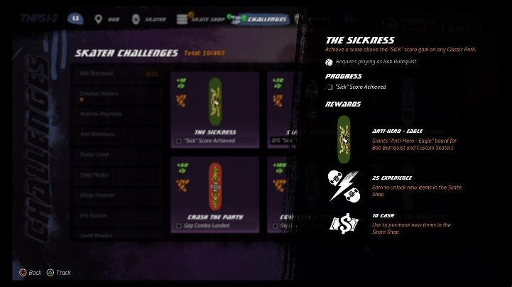 Each character available in the game has its own challenges - Tony Hawks Pro Skater 1+2: Bob Burnquist guide, skills - Original skaters - Tony Hawks Pro Skater 1+2 Guide
