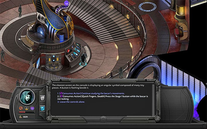 The second person must confirm the commands given by the main console - Covetous Hearts - side quest walkthrough | Lost Anchorage - Bloom: Small Nihilesh - Torment: Tides of Numenera Game Guide