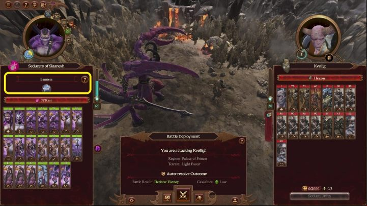 On the left and right side you can find information about both armies - their numbers, units, etc - Total War Warhammer 3: Battles - Military - Total War Warhammer 3 Guide