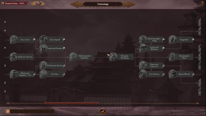 Each "bead" ends with a narrow part you must reach by developing earlier technologies - Total War Warhammer 3: Grand Cathay, Technologies and buildings - what to start with? - Grand Cathay - Total War Warhammer 3 Guide