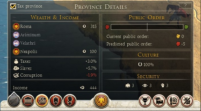 Short list of this information can be seen in the bottom-left corner of the main screen - Interface | Strategic map - Strategic map - Total War: Rome II Game Guide