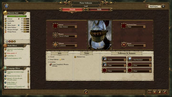 Hero screen will allow you to check his stats and select equipment. - Heroes and their recruitment - Heroes - Total War: Warhammer Game Guide