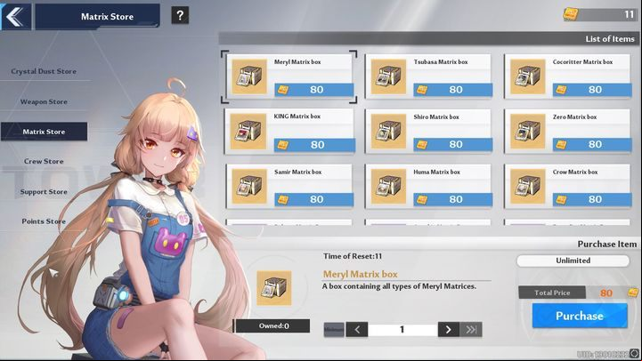 The Matrix Store lets you trade Base chips for Matrix boxes - Tower of Fantasy: Shop and Commissary - what can you buy? - FAQ - Tower of Fantasy Guide