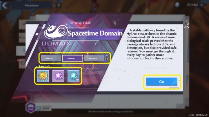 Pressing the Go button displays the menu pictured above - Tower of Fantasy: Spacetime Domain - Adventure - Tower of Fantasy Guide