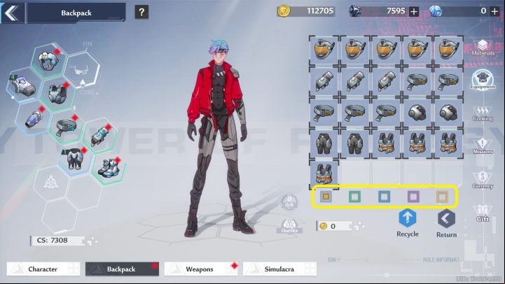 If you think that you already have too much clutter in your inventory, you can get rid of it by pressing the Recycle option in the lower right part of the screen - Tower of Fantasy: Equipment - Basics - Tower of Fantasy Guide