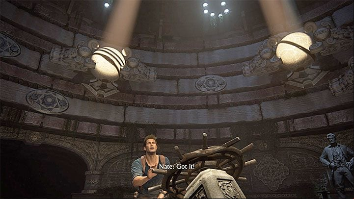 In the second part of the puzzle, you have to manipulate the spheres in the middle row - Uncharted 4: Chapter 12 At Sea - walkthrough - Walkthrough - Uncharted 4: A Thiefs End Game Guide