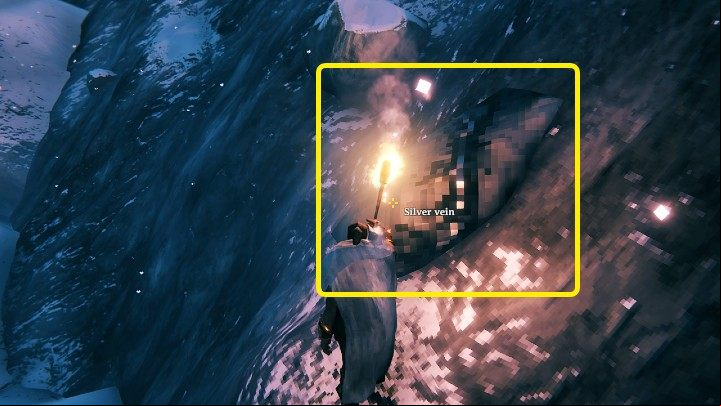 A silver vein is easy to miss because it blends in with the textures of the mountains - Valheim: Mining and smelting of metals - guide & tips - Basics - Valheim Guide