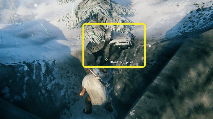 An obsidian deposit looks like a sizable dark stone - Valheim: Mining and smelting of metals - guide & tips - Basics - Valheim Guide