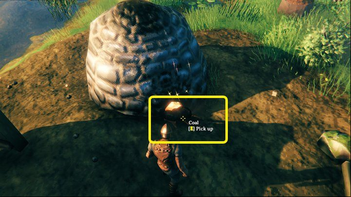 After a short while, coal will start falling out of the furnace - 1 unit at a time - Valheim: Mining and smelting of metals - guide & tips - Basics - Valheim Guide